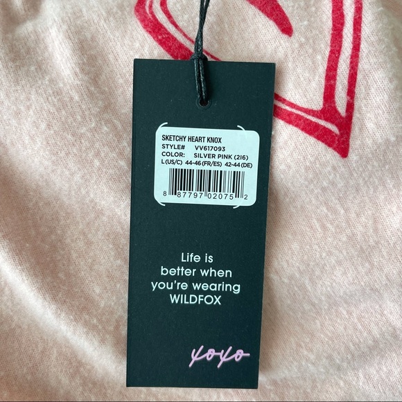 NWT WILDFOX Sketchy Heart Pink Sweatpants Joggers - Picture 11 of 13